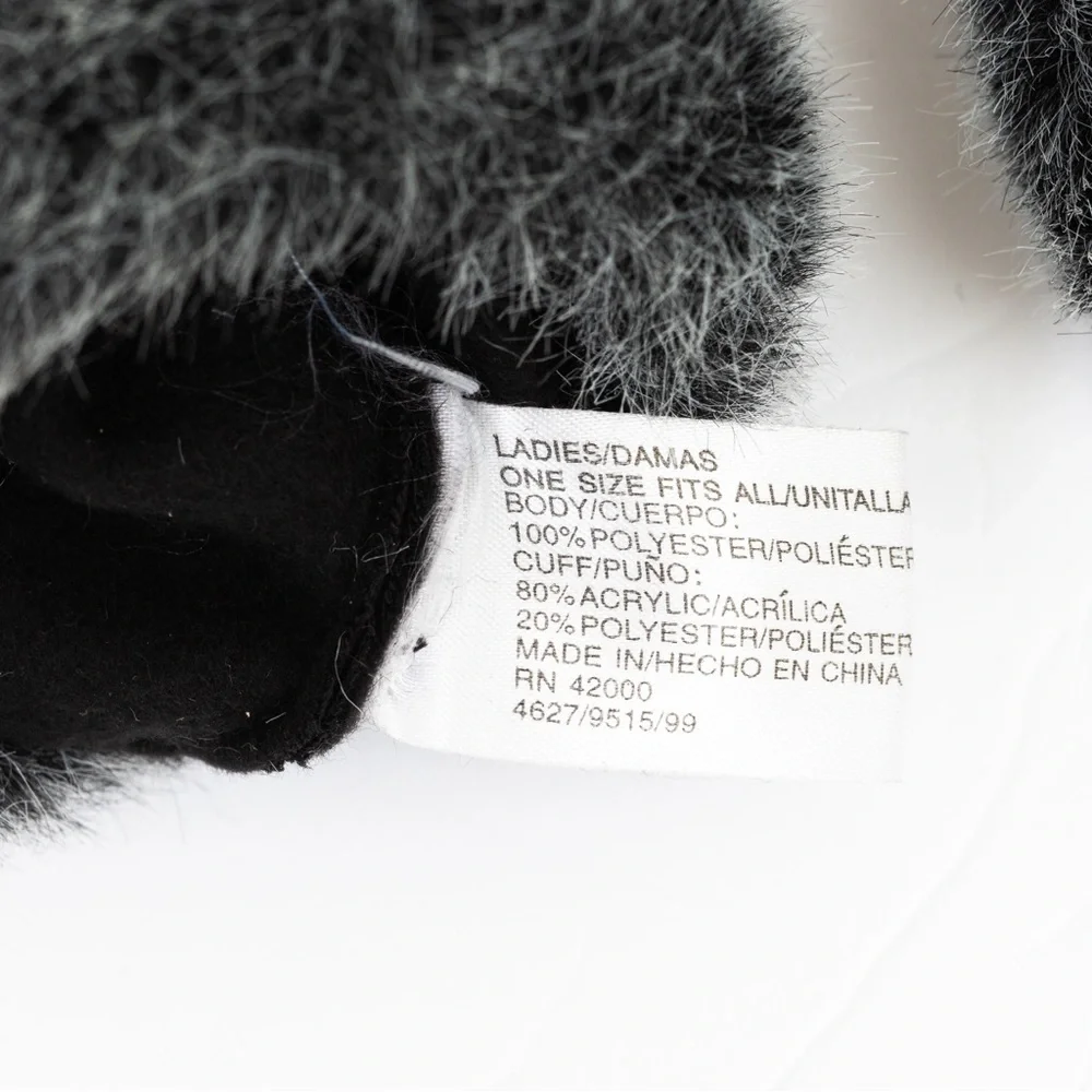 Faux fur trimmed gloves luxury black & gray